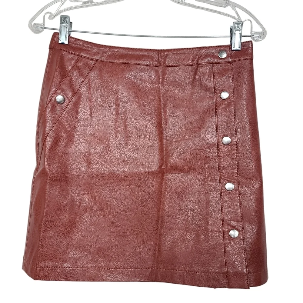 Urban Outfitters Snap Button Faux Leather Skirt M
